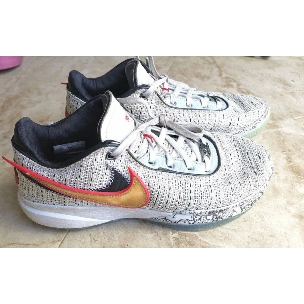 Size 10 Nike LeBron 20 The Debut 2022 Used Shoes + Framed Signed Photo Reprint !